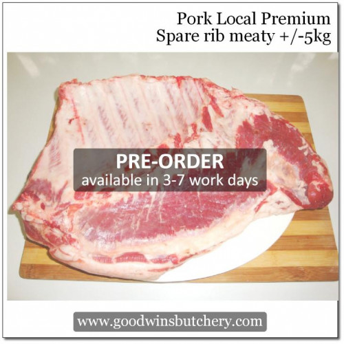 Pork baikut iga babi frozen SPARERIB MEATY spare rib LOCAL PREMIUM +/-5kg (price/kg)